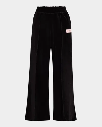 Ganni Heavy Velour Pants In Black