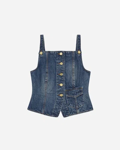 GANNI GANNI HEAVY WASHED DENIM TOP | BLUE | TOPS