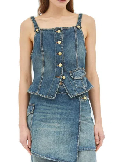 Ganni Blue Heavy Washed Denim Tank Top