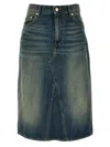 Ganni Blue Heavy Washed Denim Midi Skirt