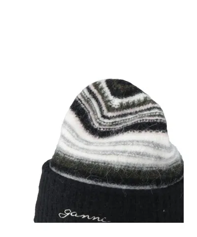Ganni Heavy-weight Knit Hats In Black