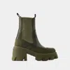 GANNI HEELED MID CHELSEA TONAL BOOTS - GANNI - LEATHER - KHAKI