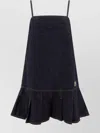 Ganni Hem Flared Pleated Spaghetti Straps Dress