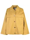 Ganni Herringbone Pattern Cotton Jacket In Brown