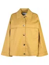 Ganni Herringbone Pattern Cotton Jacket In Orange