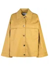 Ganni Herringbone Pattern Cotton Jacket In Brown