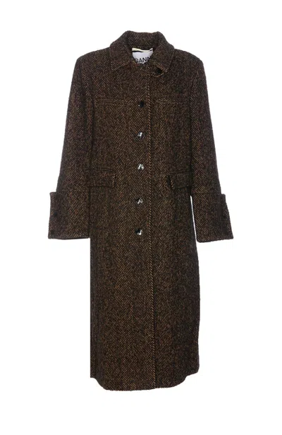 GANNI HERRINGBONE COAT