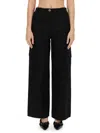Ganni Checked Canvas Trousers For Men In Black