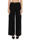 Ganni Checked Canvas Trousers For Men In Black