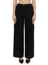 Ganni Checked Canvas Trousers For Men In Black