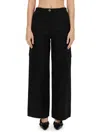 Ganni Checked Canvas Trousers For Men In Black