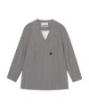 Ganni Herringbone Suit Jacket In Gray