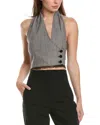 Ganni Herringbone Halter Suiting Vest In Grey