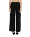 Ganni Checked Canvas Trousers For Men In Black