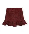Ganni Herringbone Wool Miniskirt In Red
