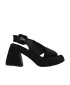 Ganni High-heeled Sandals With Cross-laced Uppers In Black