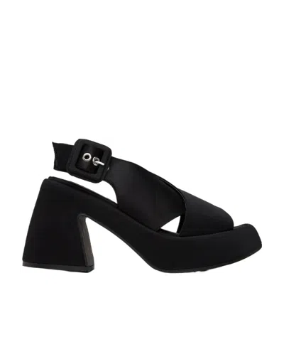 Ganni High-heeled Sandals With Cross-laced Uppers In Black