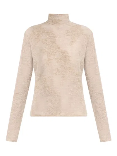 GANNI HIGH-NECK BUTTON SWEATER
