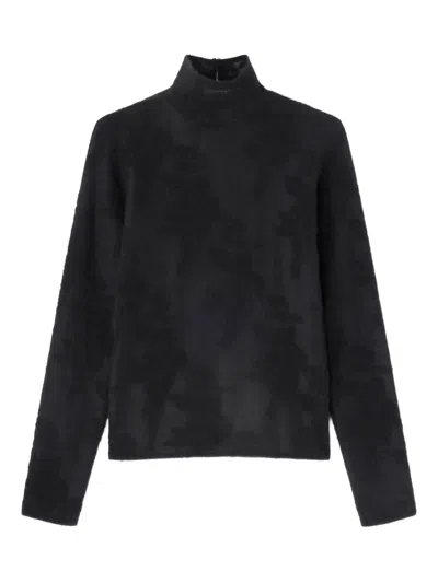 Ganni High-neck Buttoned Sweater In Black