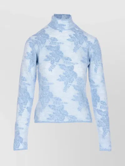 GANNI HIGH NECK FLORAL KNITWEAR WITH BACK BUTTONS