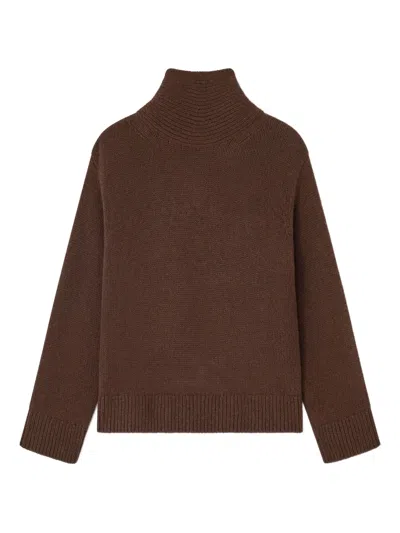 Ganni High-neck Open-back Pullover In Brown