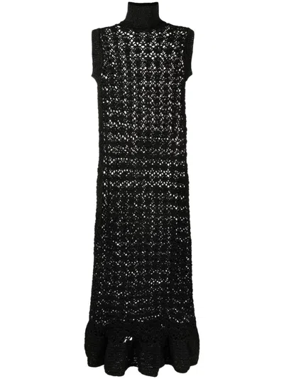 Ganni High-neck Sleeveless Dress In 099