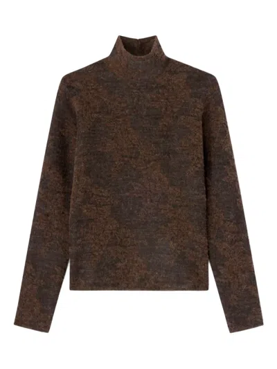Ganni High-neck Sweater In Brown