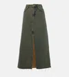 Ganni Maxi Grey Skirts With Slit At The Front In Denim Woman In Brown