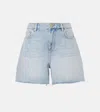 Ganni Frayed Denim Shorts In Blue