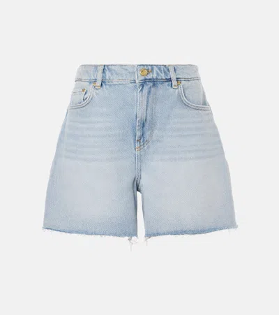 Ganni Frayed Denim Shorts In Light Denim