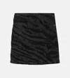 Ganni Tiger-print Denim Mini Wrap Skirt In Black