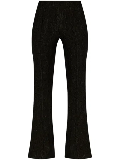 Ganni Flared Viscose Trousers For In Black