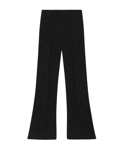 Ganni High-rise Flared-leg Trousers In Black