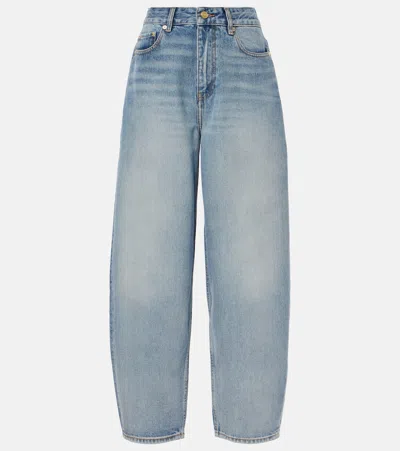 Ganni Organic Cotton Denim Jeans In Clear Blue