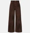 Ganni Brown Jeans With Tie-dye Pattern And Logo Patch On Back In Denim Woman In Brown