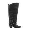 Ganni Black High Shaft Embroidered Western Tall Boots In Black