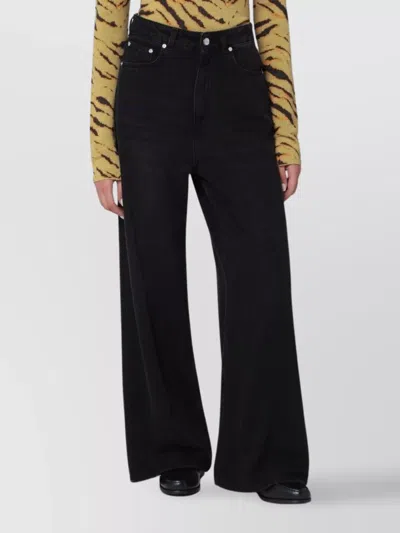 Ganni High Waist Baggy Jeans Pockets In Black