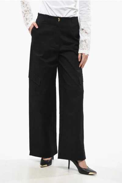 Ganni High Waist Dark Washed Cargo Jeans 28cm Grösse 44 In Black