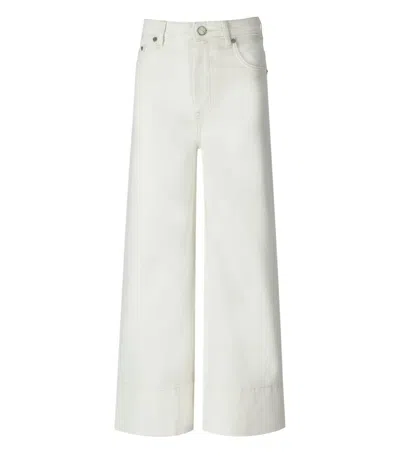 Ganni High-waist Denim Cropped Jeans In Bianco