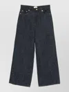 Ganni High Waist Denim Trousers Wide Leg In Gray