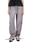 Ganni High Waist Drawstring Pants In Gray