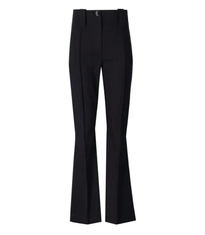 Ganni High Waist Pinstripe Flared Trousers In Blue