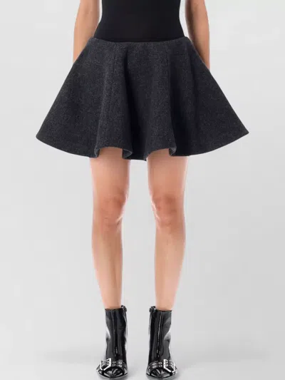 Ganni High Waist Wool Mini Skirt Flared In Black