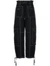 GANNI HIGH-WAISTED BLACK CARGO TROUSERS FOR WOMEN | FW23 COLLECTION
