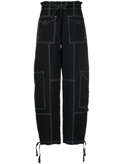 Ganni High-waisted Cargo Trousers In Black