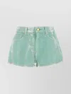 Ganni High-waisted Denim Shorts Featuring Tie-dye Effect In Green