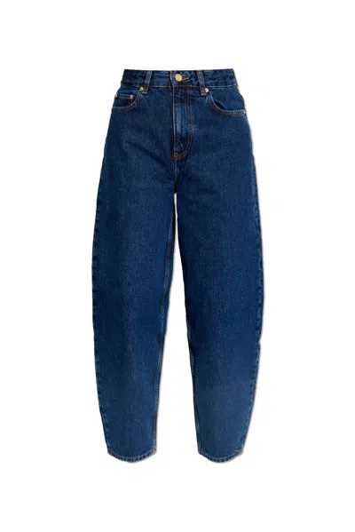 Ganni Stary Curved-leg Jeans In Blue