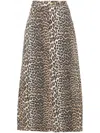 Ganni + Net Sustain Leopard-print Organic Denim Maxi Skirt