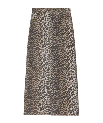 GANNI GANNI LEOPARD PRINTED MIDI SKIRT