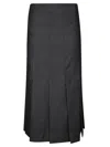 Ganni Dark Grey Stripe Suiting Midi Skirt In Grey